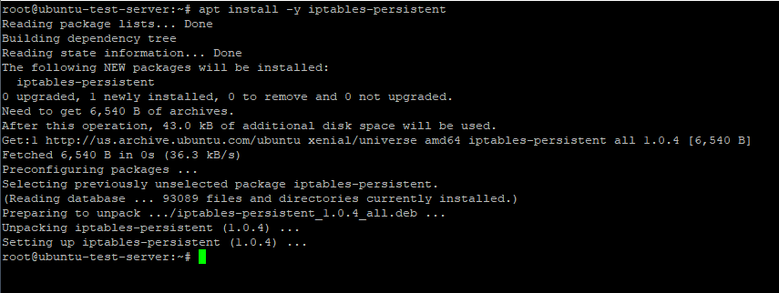iptables-persistent post installation