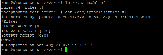 iptables-persistent ipv4 saved table screenshot