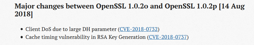 OpenSSL change log for 1.0.2p