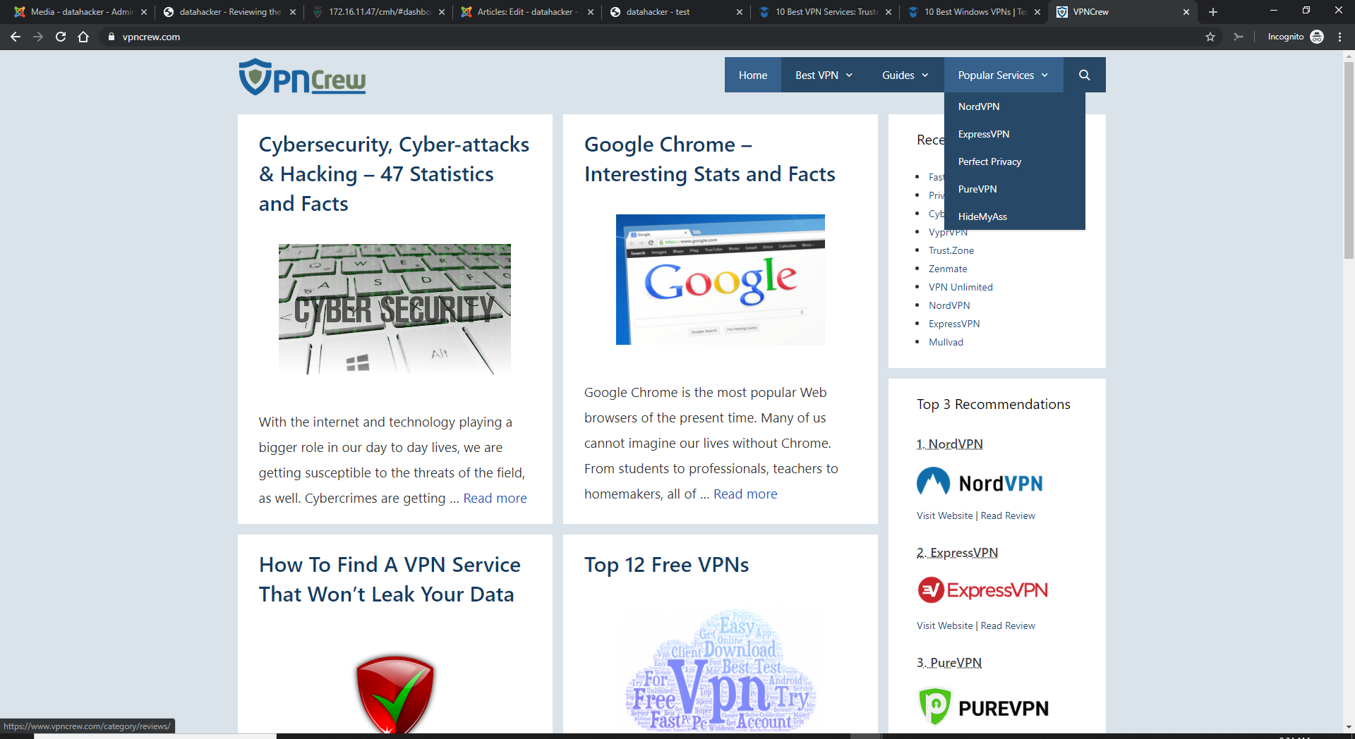 VPN Crew's website has the look and feel of an automated marketing blog